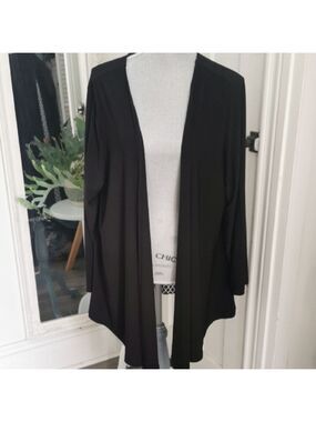 HAMILTON Vintage open dynasty black cardigan with lace v open back. Size 2X